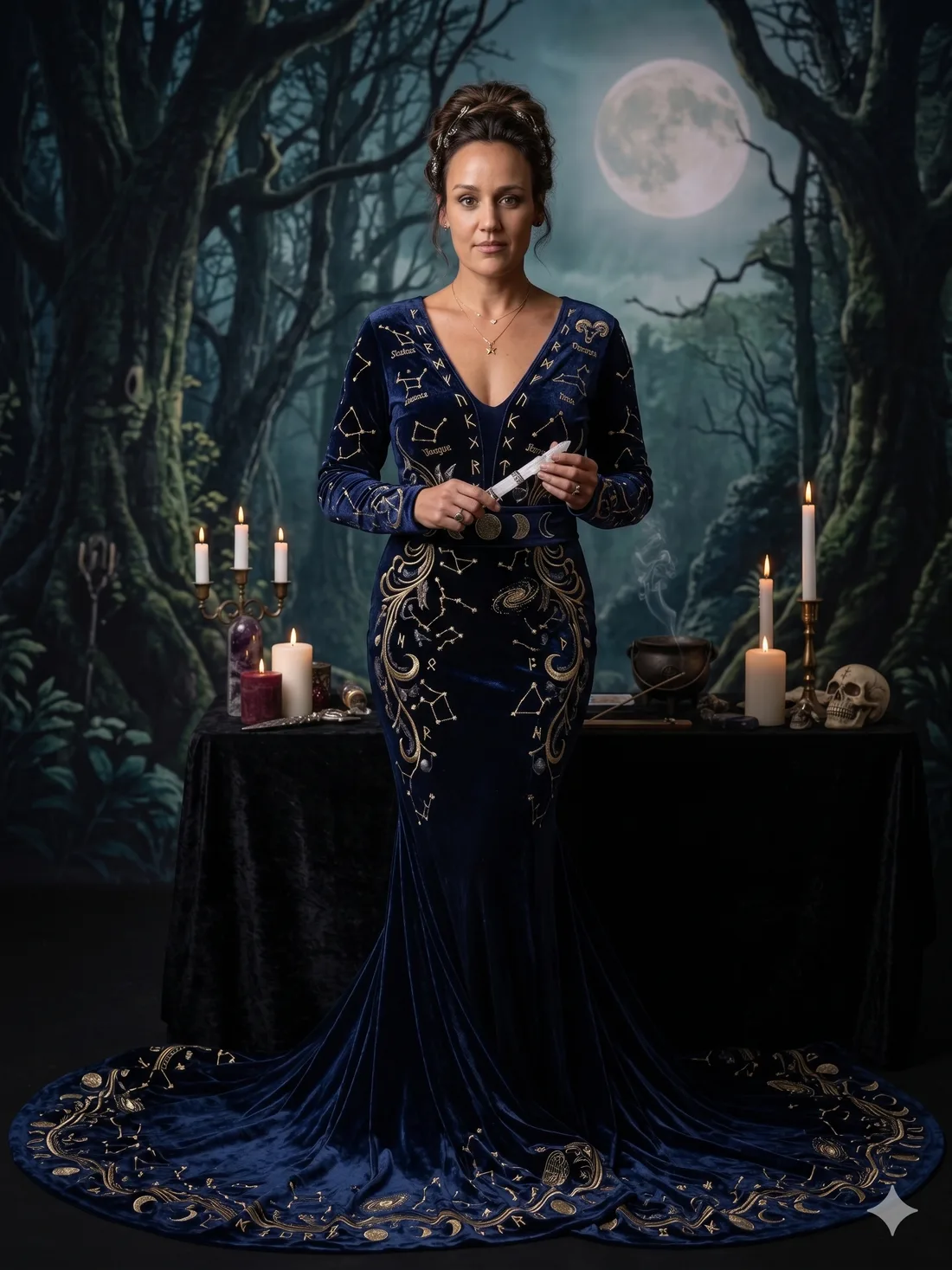 Jana, the witch, in her constellation cloak