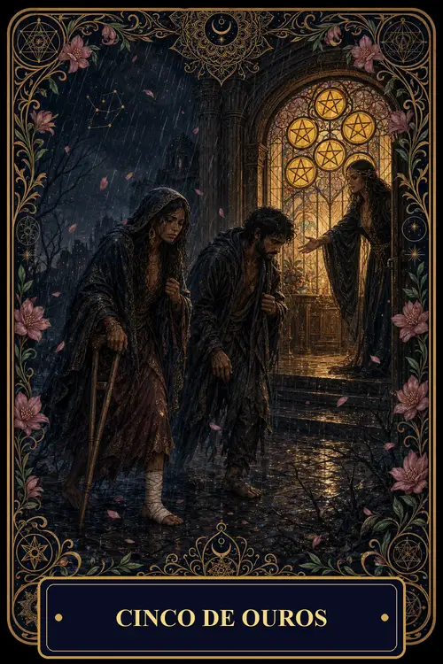 Five of Pentacles card from the Bruxa's Deck