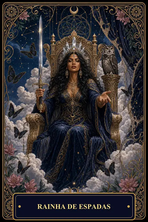 Queen of Swords card from the Bruxa's Deck