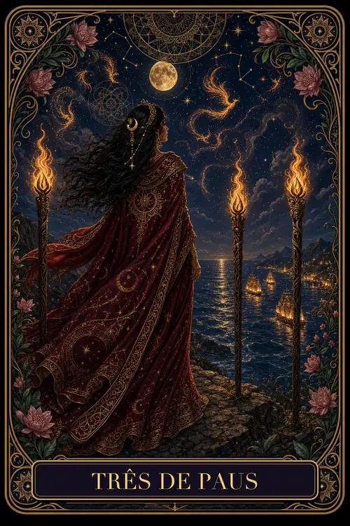 Three of Wands card from the Bruxa's Deck