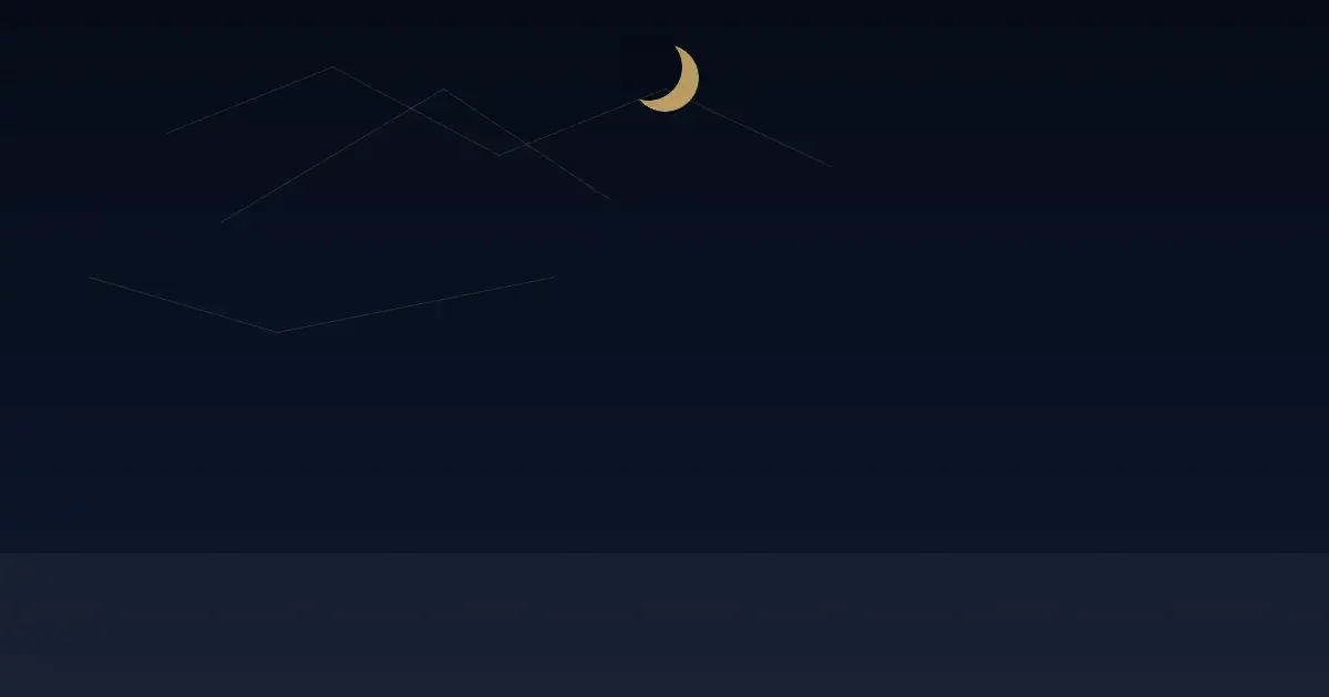 Crescent moon at centre with stars and constellation lines