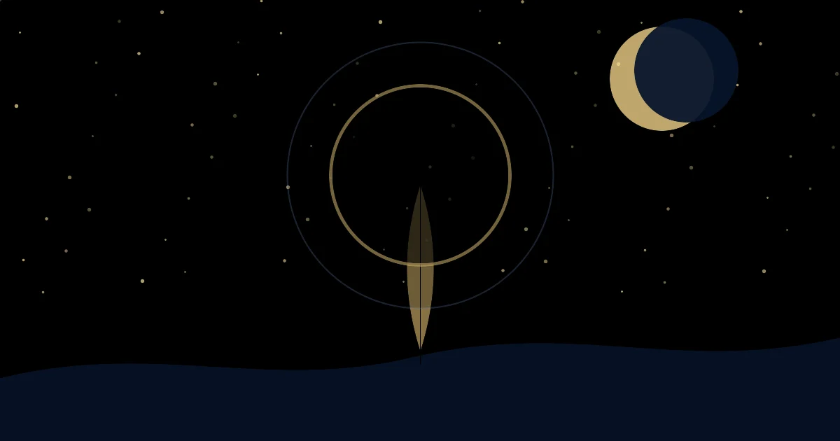 Sacred golden oak under a deep blue starry sky with celestial mist, no text